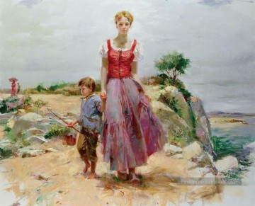 PD mère et le fils Femme Impressionist Peinture à l'huile